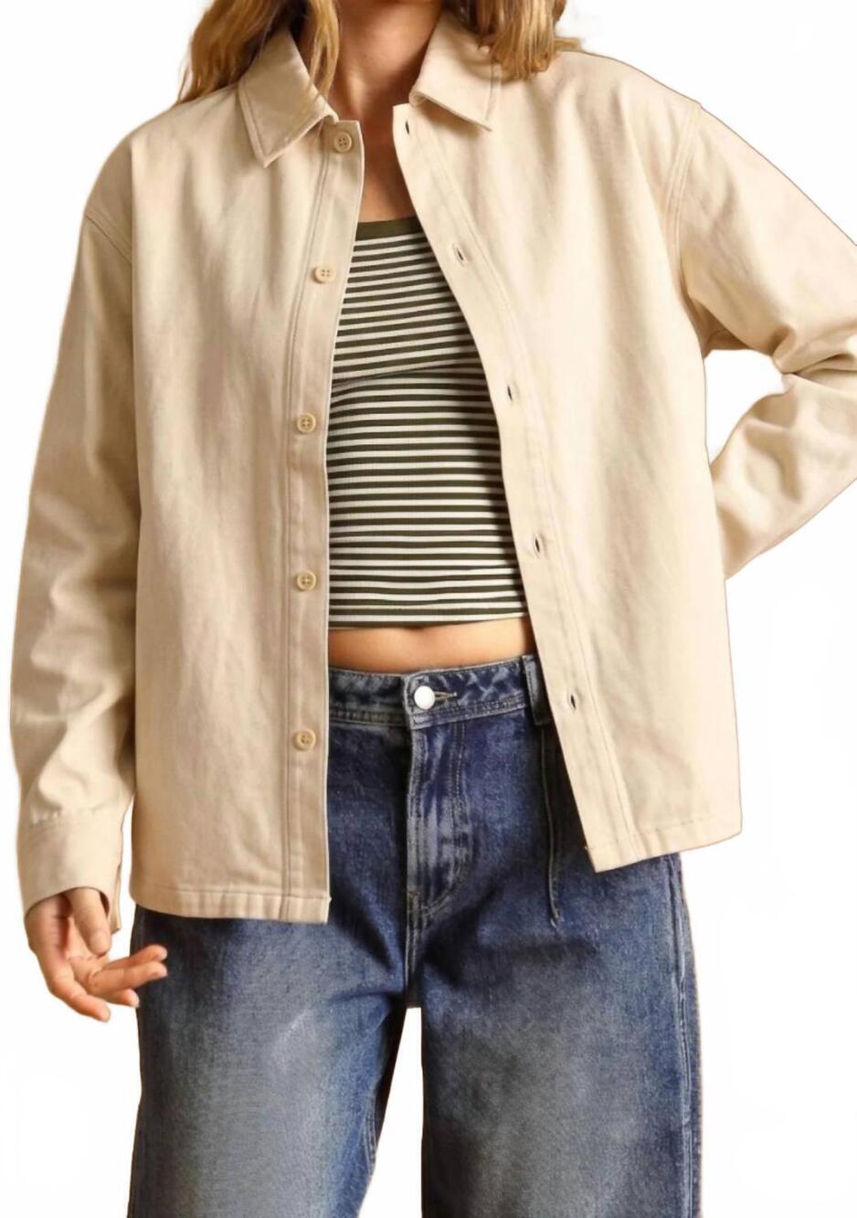 NEW MIOU MUSE button down front top in cream